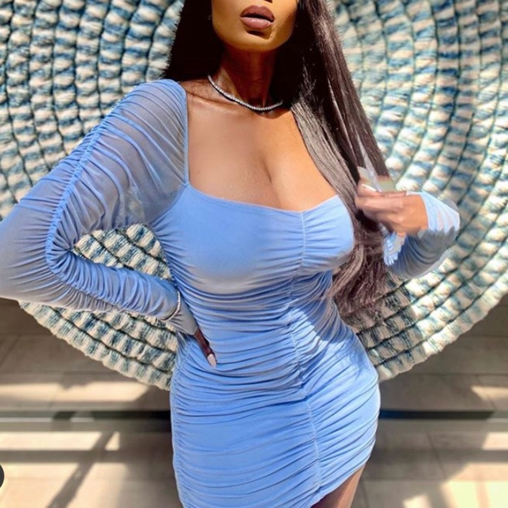 Mesh Baby Blue Mini Dress